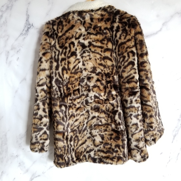 Philanthropy Faux Fur Leopard Sherpa Jacket, SM - Picture 3 of 10